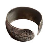 Antique Silver Tibetan Buddha Symbols Cuff Good Fortune Vintage Bracelet Photo 3