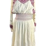 Free People Vintage Bohemian Witchy Gauze Folk Art Midi Dress XS Renaissance Photo 6