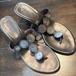 Cole Haan Brown Leather Kitten Heel Sandals with Metallic Embellishments Size 9 Photo 8