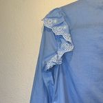 ZARA Women’s Blue Eyelet Ruffle Blouse 100% Cotton Size Small Photo 7