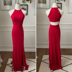 Sherri Hill Vintage 90s Halter Red Formal Gown 00 XXS Photo 1