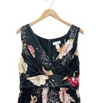 Spiegel 100% Silk Floral Midi Dress Black Rose Sleeveless V-Neck Size 14 Vintage Photo 6