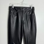 American Eagle NWOT  Stretch Super High Rise Flare Vegan Leather Black 4843 Sz 8‎ Photo 5