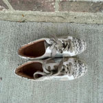 Frye  Webster Wave Gray Suede with Snakeskin Print Low-cut Lace- up Sneakers 8.5M Photo 1
