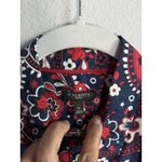 Talbots Womens Classic Cotton Button Down Shirt Picnic Paisley Navy Red Size SP Photo 4