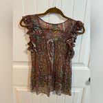 Joie  Multicolor Paisley Odette Silk Ruffle Top Photo 3