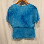Beautiful Y2K K Studio aqua blue button collar babydoll flowy stitched trim top Size 14 Photo 3