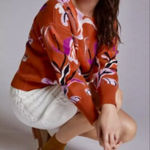 Maeve  Rust Floral Sweatshirt Women’s Boat neck Pullover Size Medium Photo 0