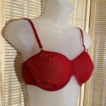 Vintage Bright Red Semi Sheer Mesh Underwire Unlined Bra No Brand Size undefined Photo 1