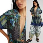 Free People Bohemian Plaid Floral Patchwork Printed Agnes Tunic Dress Medium Photo 4