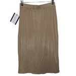 Abercrombie & Fitch  Tan Ribbed Knit Button Down Side Slit Midi Skirt Size Small Photo 2