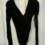 Abound  Black Ruched Long Sleeve Bodysuit‎ size XS NWT Photo 0