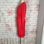 Reiss  Grace pink salmon watermelon colored long sleeve true wrap dress Photo 8