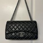 VALENTINO ARMANI Italian Lambskin Leather Pewter Chain Immaculate Silver Photo 1