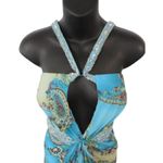 NWT Lafee Jasmine FORMAL PARTY Halter Sequin Blue Paisley Dress SZ 12 TROPICAL Photo 1