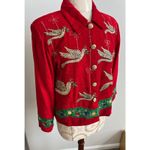 Anage Christmas Holiday Vintage Button Up Blazer Jacket Small Red Photo 1
