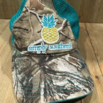 Simply Southern Simply‎ Southern Low Profile Trucker Hat Teal & Camo w/ Pineapple Logo Photo 0