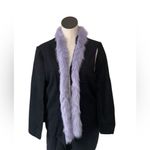 NWOT Venus Faux Fur Trim Cape Jacket Black Lavender Purple Boa Scarf Size 6 Photo 4