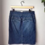 prAna Aubrey Exposed Button Fly High Waist Stretch Pencil Back Slit Denim Skirt Photo 3