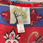 Fig & Flower Red Blue Sheer Popover Tunic Overlay Large Bohemian Lightweight Photo 4