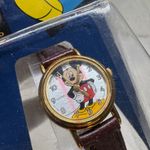 Disney Rare New Old Stock  x Lorus Mickey Mouse Gold Watch Vintage Brown Leather Photo 9