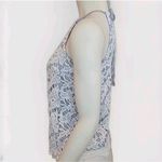 Adiva Women's Size Small Halter Top Blue/White Striped Lace Overlay Casual # Photo 4