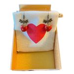 Red Heart And Bow Drop Earrings With Gift Box NEW Photo 0