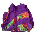Reebok Vintage  Windbreaker Track Jacket Womens Size Large Zip Up 80s 90s Purple Photo 3