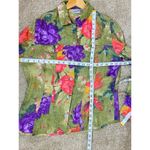 VTG 90s Womens 100% Linen Jacket Shirt Floral Chicos Cottage Coastal Medium Photo 4