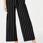 J. Jill Emilie‎ Linen Stretch Paperbag Cropped Wide Leg Pant Black Stripe 3X Photo 0