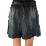 ZARA  Women's Black High Rise Tie Waist Faux Leather Vegan Paperbag Shorts Size M Photo 2