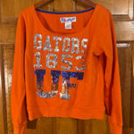 E5 College Classics Women’s Florida Gators UF Orange W/Sequins Sweatshirt Sz L Blue Size L Photo 0