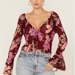 Free People Women's Floral Print Of Paradise Tie Front Crop Top Photo 1