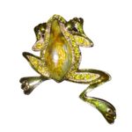 LC Lauren Conrad Vtg Lauren Conrad Enamel Leaping Frog Brooch Gold Tone Rhinestone Pin Signed LC Photo 1