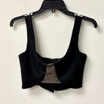 Hand Lace Exponential Sleevless Button Front Cropped Top Black Women's 40 / 6 Photo 1