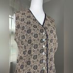 Worthington Vintage Y2K Cream & Black V-Neck Button Front Vest Photo 3