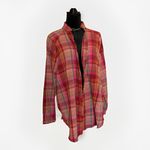 Free People  We The Free Summer Daydream Plaid Button‎ Down Tunic Top XS Red Pink Photo 1