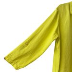 Ellen Tracy 100% Linen Popover Tunic Blouse Top Size XL Neon Yellow Long Sleeve Beach Work Photo 4
