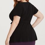 Torrid NEW NWT 3 Plus Size Jersey Knit Faux Wrap Top Black Short Sleeve NO BELT Photo 2