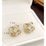 Boutique Women's 14k‎ Gold Plated S925 Knot Simulated Diamond Stud Earrings Photo 1