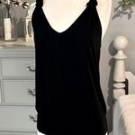Made in Italy Solid Black Tank Bubble Hem Split Back Womens Medium Photo 1