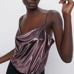 ZARA NWT  Silky Cami  Tank Top Metallic Holiday Festive Photo 2