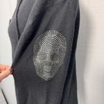 Claudia Nichole Black Cashmere Zip Up Hoodie Sweater Rhinestone Skull Goth Emo Size XL Photo 2