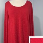 Pure Jill Candy Apple Red Cotton Crinkle Texture Long Sleeve Crew Neck Tunic Lg Photo 1