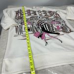 Kiss & Fly small Off White 3/4 Sleeve Shopping Girl Embellished Sweater Knit Top Photo 9