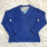 PJ Couture soft V neck Fleece Long sleeve Pajama top in blue Size XL Photo 0