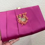 Oscar de la Renta Pink Satin Coral Bead Embellished Clutch Evening Shoulder Bag Photo 5
