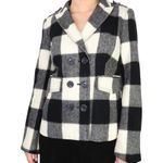Banana Republic Black & White Plaid Wool Peacoat XS Preppy Cozycore Twee Photo 1