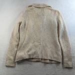 L.L.Bean  L Large Cardigan Sweater Ivory Wool Blend Fisherman Cable Knit Grandma Photo 8