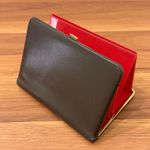 Vintage Retro Brown Leather Flat Clutch Accordion Photo Wallet Photo 5